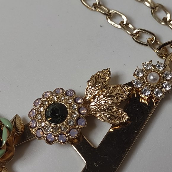 Letter A Decorative Pendant On Long 36 Inch Gold Tone Chain - Picture 4 of 10